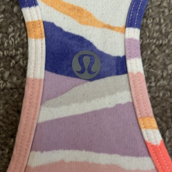 Lululemon Cool Racerback Bleacher Stripe White Iris Flower Size Small - Picture 8 of 8